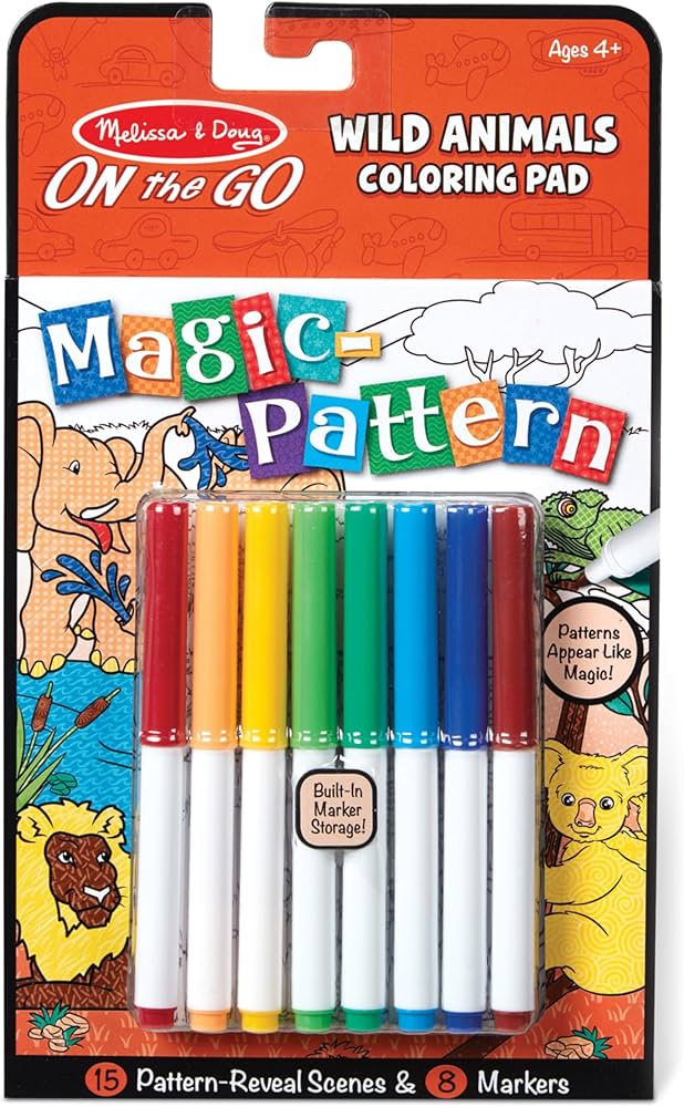 Melissa & Doug On the Go - Wild Animals Coloring Pad - Magic - Pattern - ميليسا آند دوغ On the Go - مفكرة تلوين الحيوانات البرية - سحر - أنماط
