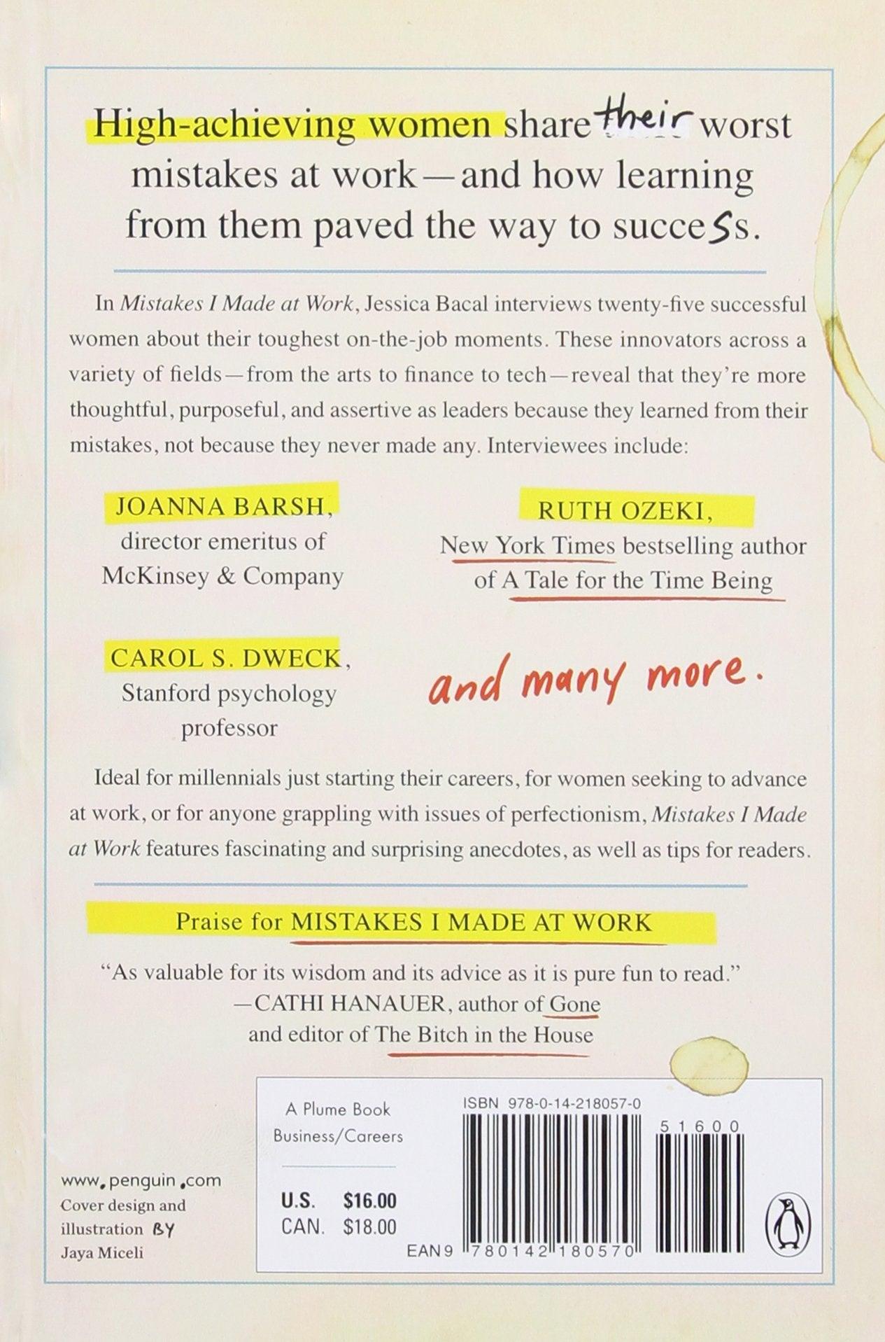Mistakes I Made at Work - 25 Influential Women Reflect on What They Got Out of Getting It Wrong - Spectrawide Bookstore