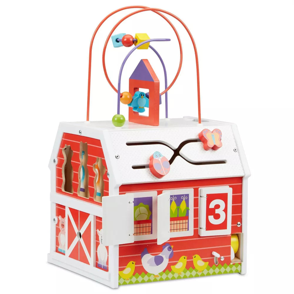 Melissa & Doug Wooden Toy - First Play Slide, Sort & Roll Activity Barn - Spectrawide Bookstore