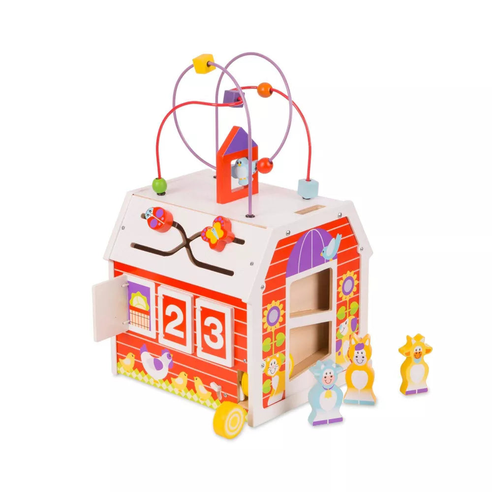 Melissa & Doug Wooden Toy - First Play Slide, Sort & Roll Activity Barn - Spectrawide Bookstore