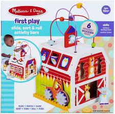 Melissa & Doug Wooden Toy - First Play Slide, Sort & Roll Activity Barn - Spectrawide Bookstore