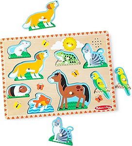 Melissa & Doug - Pets Sound Puzzle - مجموعة الأعمال الخشبية من ميليسا آند دوج - مغناطيس الفراشة