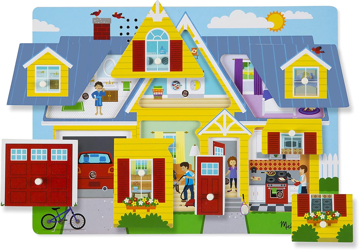 Melissa & Doug; Around the House Sound Puzzle - مجموعة الأعمال الخشبية من ميليسا آند دوج - مغناطيس الفراشة
