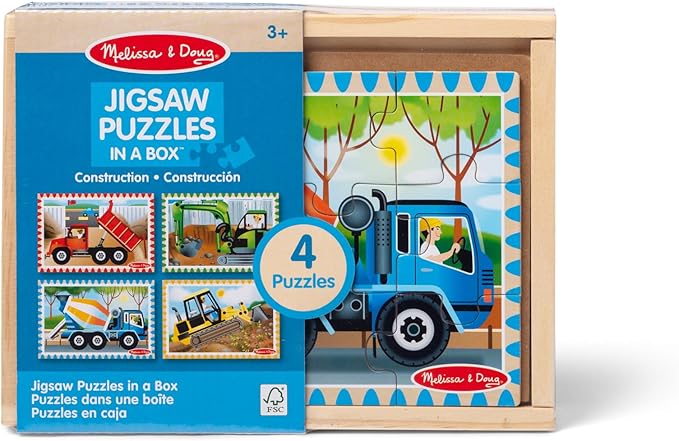 Melissa & Doug: Wooden Jigsaw Puzzles In A Box - 4 Construction Puzzles