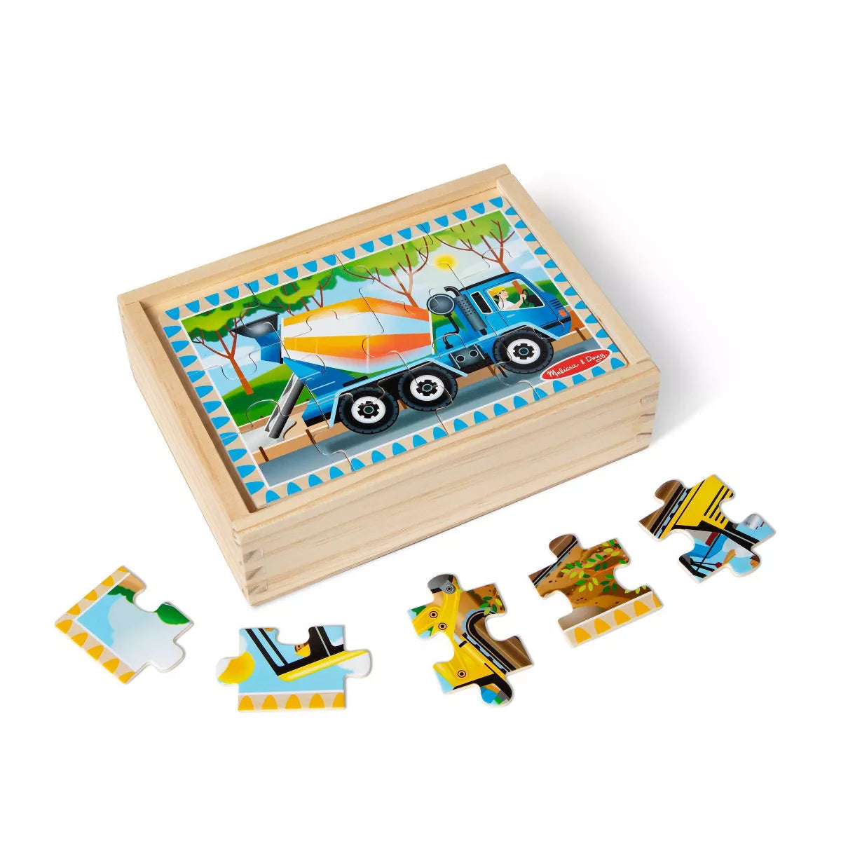 Melissa & Doug: Wooden Jigsaw Puzzles In A Box - 4 Construction Puzzles