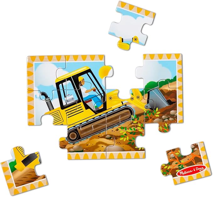 Melissa & Doug: Wooden Jigsaw Puzzles In A Box - 4 Construction Puzzles
