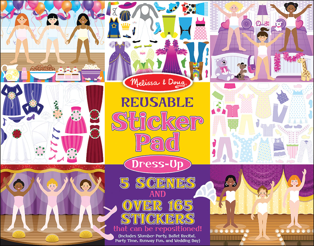 Melissa & Doug Reusable Sticker Pad-Dress Up - دفتر ملصقات ميليسا آند دوغ القابلة لإعادة الاستخدام-تلبيس