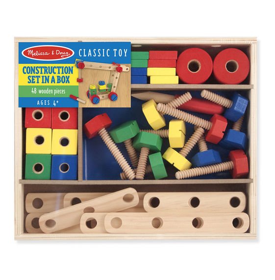 Melissa & Doug; Wooden Construction Building Set in a Box