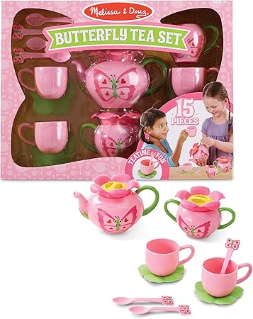 Melissa & Doug; Bella Butterfly Pretend Play Tea Set - مجموعة الأعمال الخشبية من ميليسا آند دوج - مغناطيس الفراشة