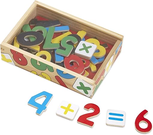Melissa & Doug: 37 Wooden Number Magnets in a Box - ميليسا آند دوج 37 مغناطيس أرقام خشبي في صندوق