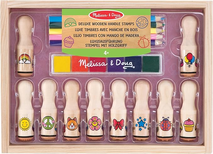 Melissa & Doug: Wooden Handle Stamps - Deluxe - مجموعة الأعمال الخشبية من ميليسا آند دوج - مغناطيس الفراشة