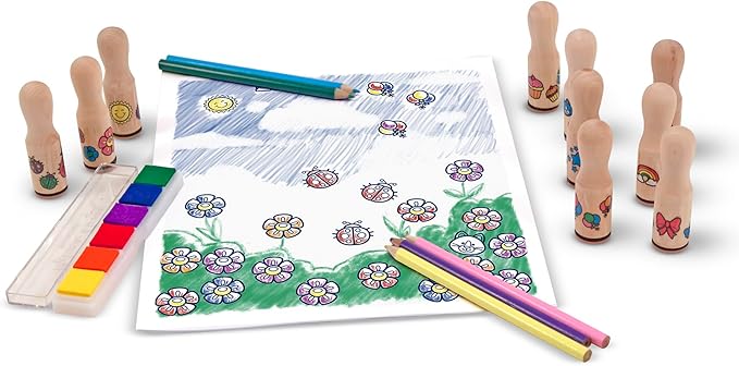 Melissa & Doug: Wooden Handle Stamps - Deluxe - مجموعة الأعمال الخشبية من ميليسا آند دوج - مغناطيس الفراشة