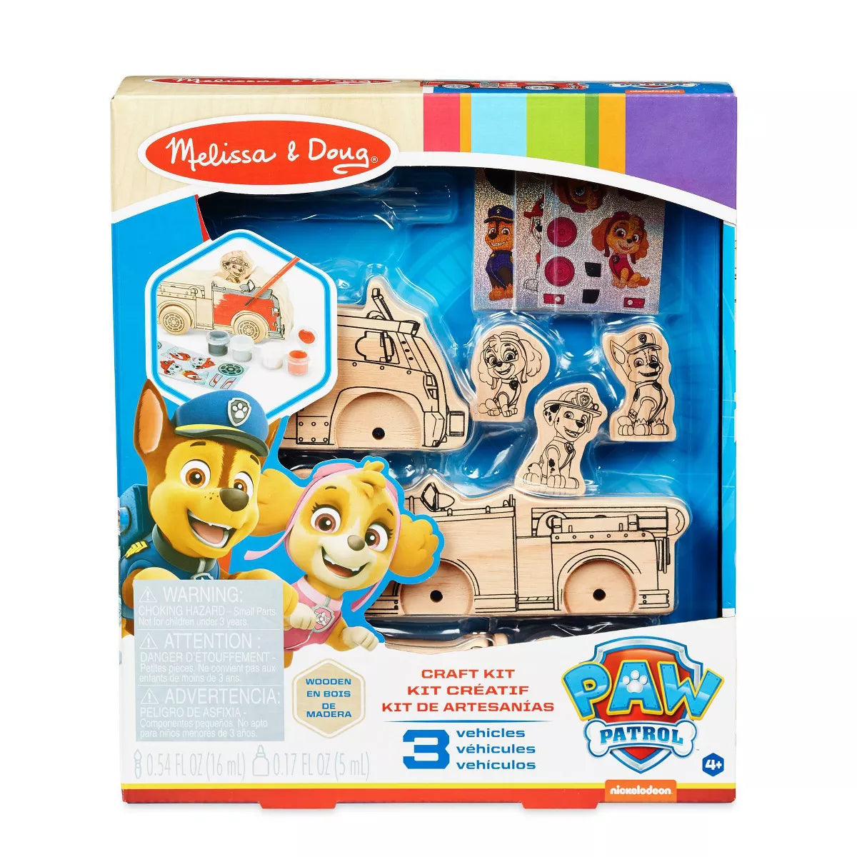 Melissa & Doug Wooden Craft Kit - Paw Patrol - مجموعة الأعمال الخشبية من ميليسا آند دوج - مركبات الإنقاذ