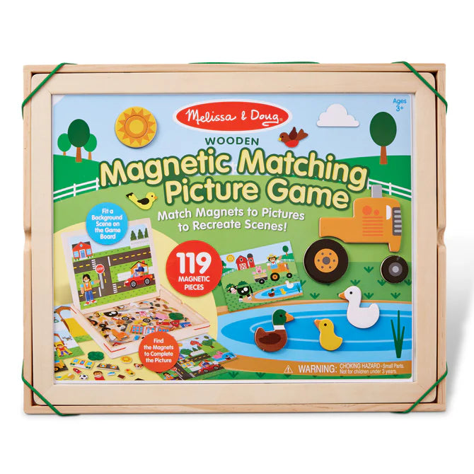 Melissa & Doug: Wooden Magnetic Matching Picture Game - لغز وكتاب مغناطيسي للأطفال من Whiz - الأشياء التي تسير