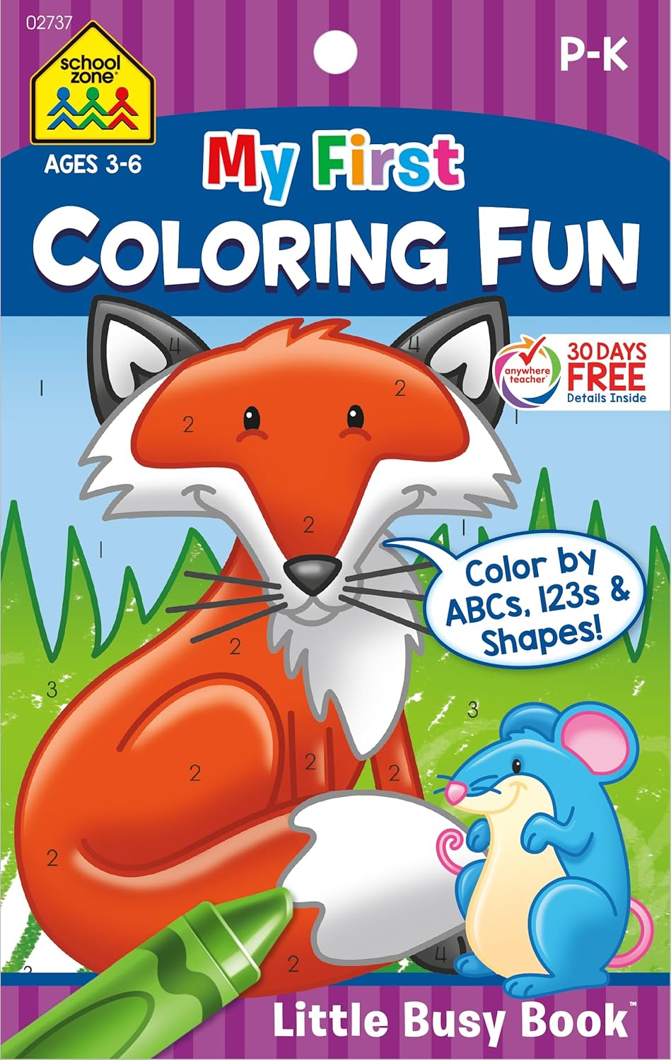 School Zone: My First Coloring Fun Little Busy Book-Color By ABC, 123s And Shapes Age 3-6 - منطقة المدرسة: أول كتاب تلوين ممتع لي - لون حسب الأبجدية والأرقام والأشكال، العمر 3-6 سنوات