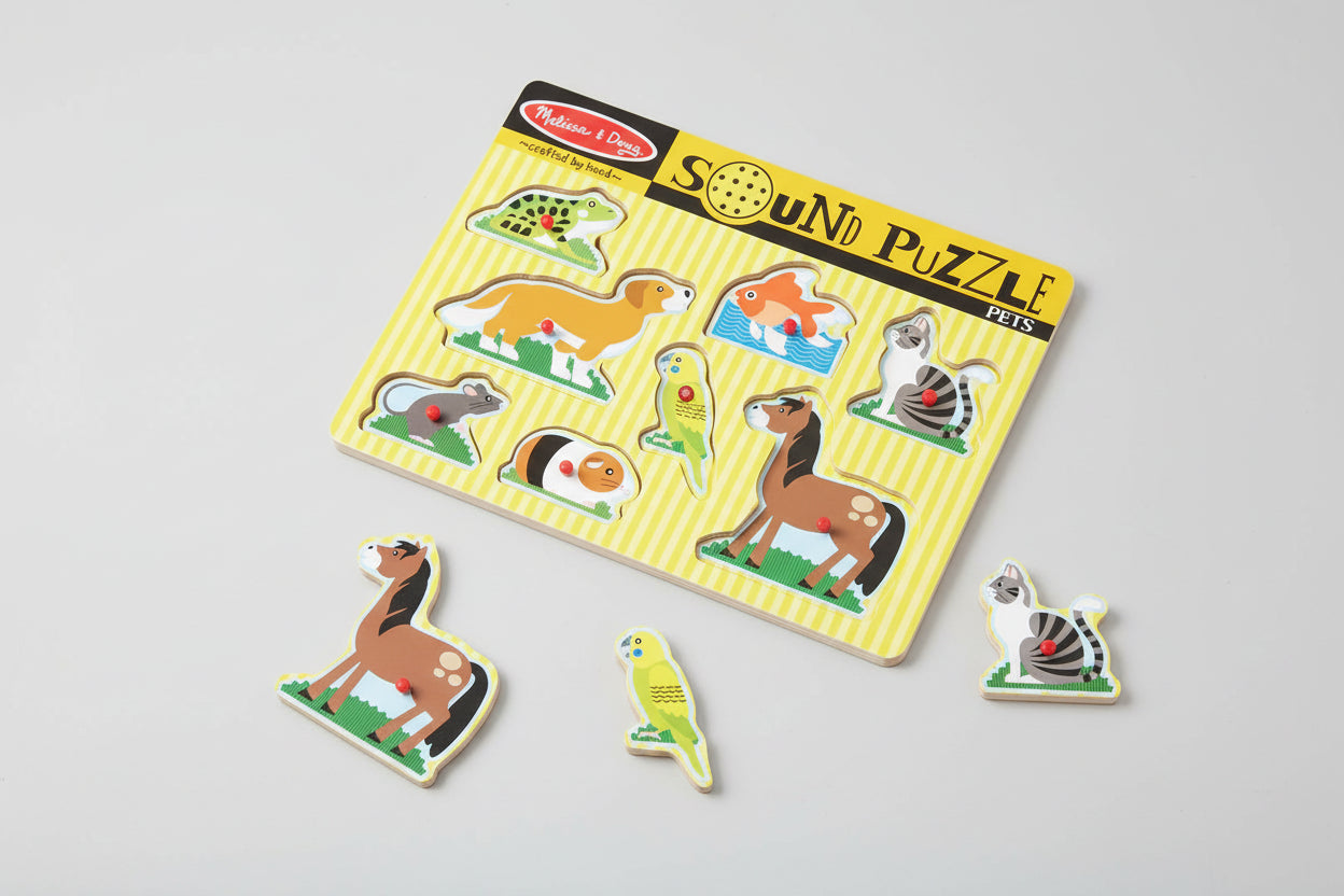 Melissa & Doug - Pets Sound Puzzle - مجموعة الأعمال الخشبية من ميليسا آند دوج - مغناطيس الفراشة