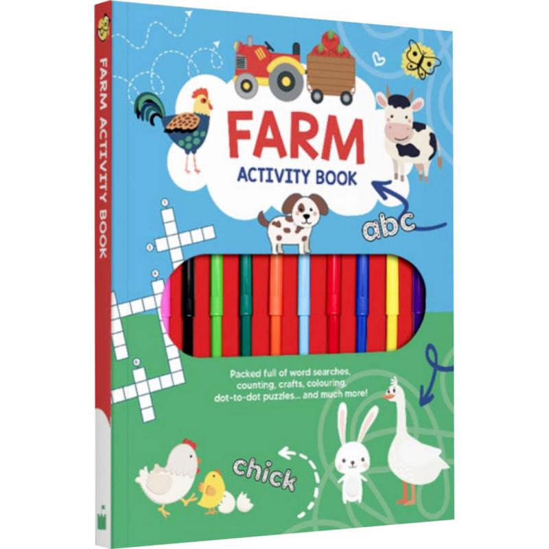 Farm - Activity Book with 10 Coloured Pens - مزرعة - كتاب أنشطة مع 10 أقلام تلوين
