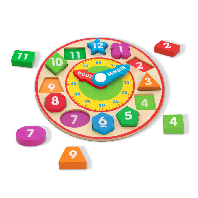 Melissa & Doug: Shape Sorting Clock - لغز الأشكال الأولى من ميليسا آند دوغ بمقبض جامبو