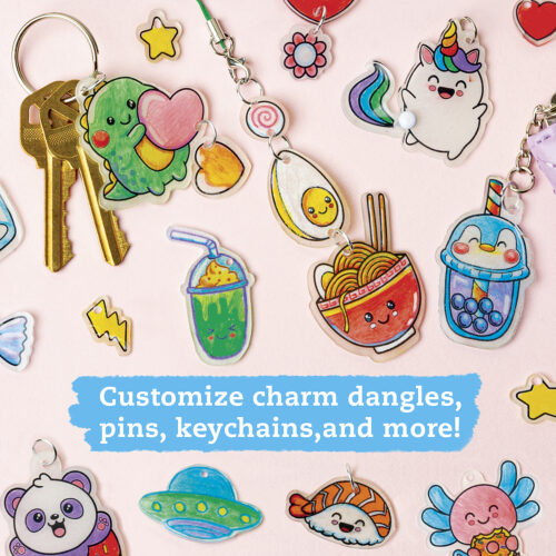 Klutz: Color and Shrink Charms Kawaii Style - Book & Creative Kit - Klutz: حُلي ألوان وتصغير على الطراز اللطيف (Kawaii Style) - كتاب ومجموعة إبداعية