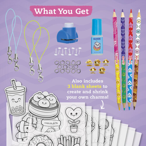 Klutz: Color and Shrink Charms Kawaii Style - Book & Creative Kit - Klutz: حُلي ألوان وتصغير على الطراز اللطيف (Kawaii Style) - كتاب ومجموعة إبداعية