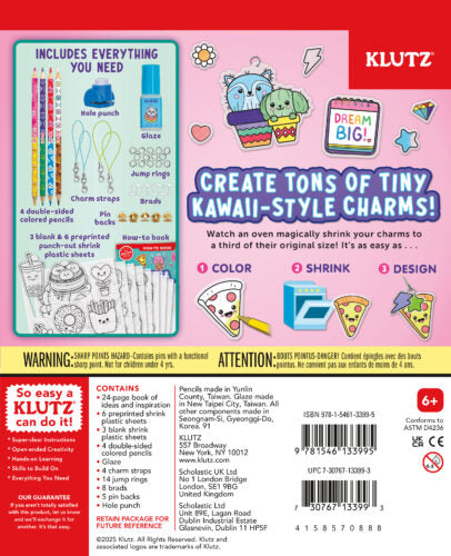 Klutz: Color and Shrink Charms Kawaii Style - Book & Creative Kit - Klutz: حُلي ألوان وتصغير على الطراز اللطيف (Kawaii Style) - كتاب ومجموعة إبداعية