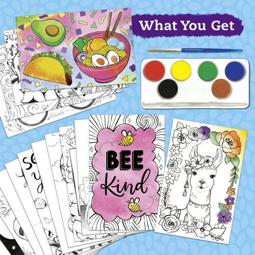 Klutz Watercolor Wishes Postcard Kit, 19 Piece Set, Multicolor - مجموعة بطاقات التهنئة بالألوان المائية من كلاتز، أمنيات بالألوان المائية، 19 قطعة، متعددة الألوان