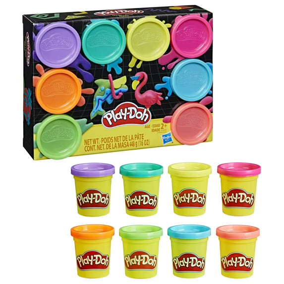 Play-Doh Neon Colors 8pcs. In 1 Pack - بلاي دوه - ألوان نيون 8 عبوات في حزمة واحدة