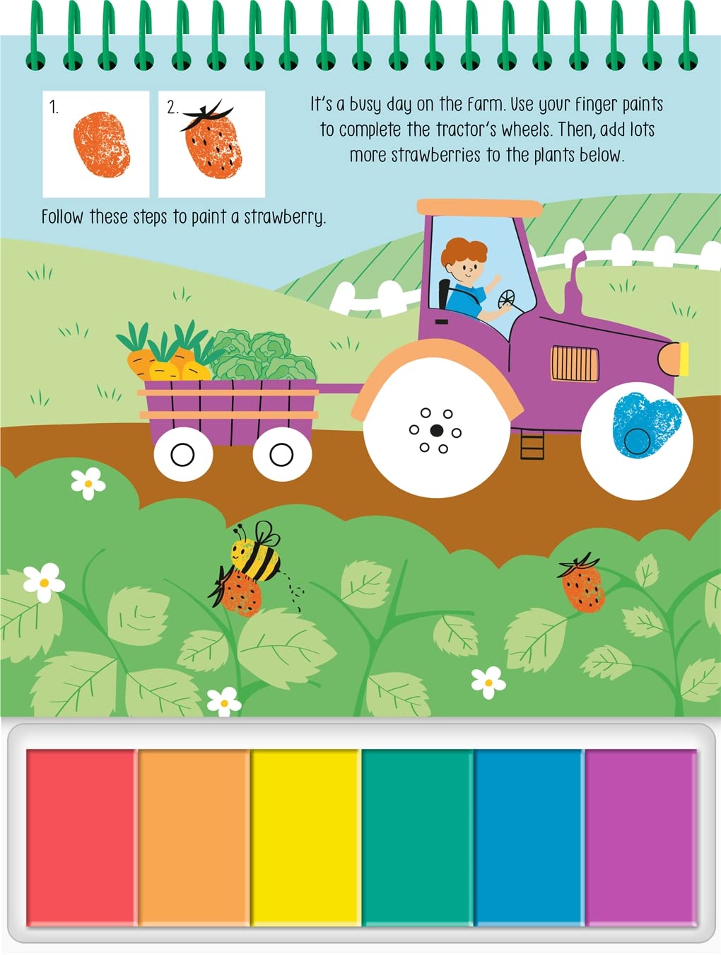Finger Painting Farm - Easel Coloring Book with 6 Paints - مزرعة الرسم بالأصابع - كتاب تلوين بحامل ثلاثي مع 6 ألوان