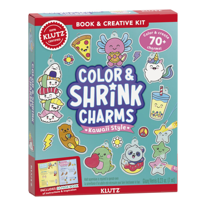 Klutz: Color and Shrink Charms Kawaii Style - Book & Creative Kit - Klutz: حُلي ألوان وتصغير على الطراز اللطيف (Kawaii Style) - كتاب ومجموعة إبداعية