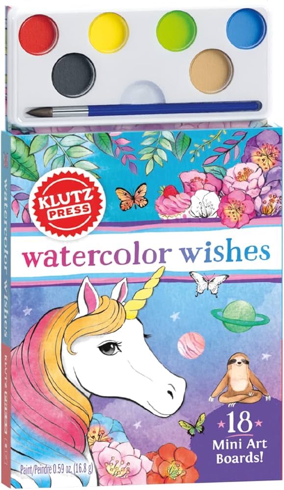 Klutz Watercolor Wishes Postcard Kit, 19 Piece Set, Multicolor - مجموعة بطاقات التهنئة بالألوان المائية من كلاتز، أمنيات بالألوان المائية، 19 قطعة، متعددة الألوان