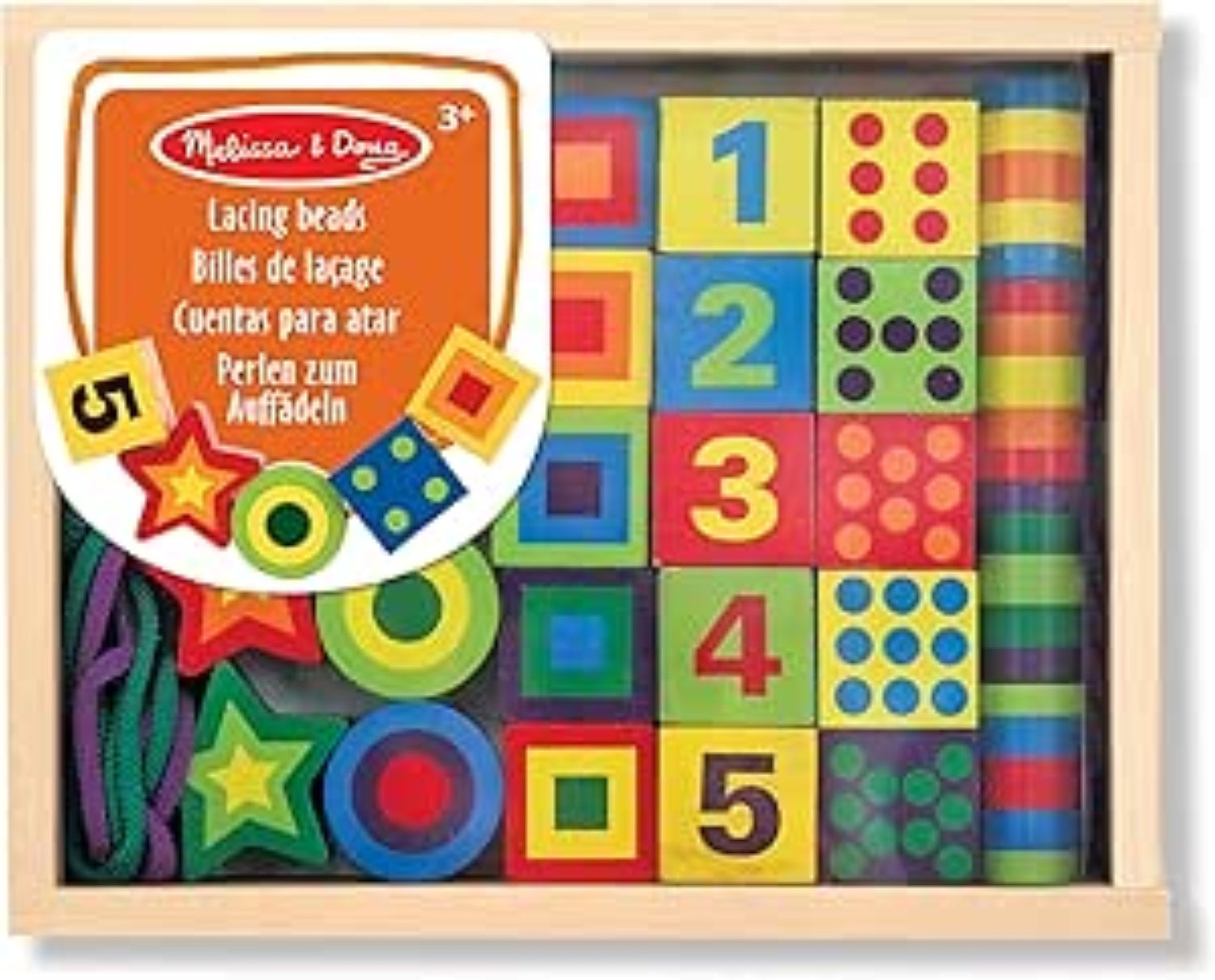 Melissa & Doug: Wooden Lacing Beads - ميليسا آند دوج خرز جلد خشبي