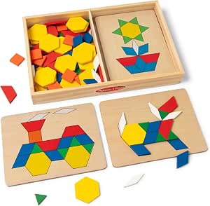 Melissa & Doug Wooden Classic Toy: Pattern Blocks and Boards