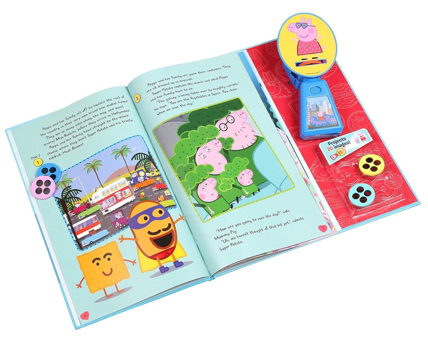 Peppa Pig: Peppa's Travel Adventures - Movie Theater Storybook & Movie Projector - Peppa Pig: Peppa's Travel Adventures - كتاب قصص سينمائي وجهاز عرض أفلام