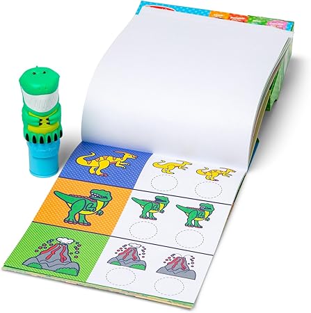 Melissa & Doug: Dinosaur Bundle-  Sticker Wow Sticker Stamper - Melissa & Doug: حزمة الديناصورات - أداة ختم ملصقات الاستيكر الملصقات الرائعة
