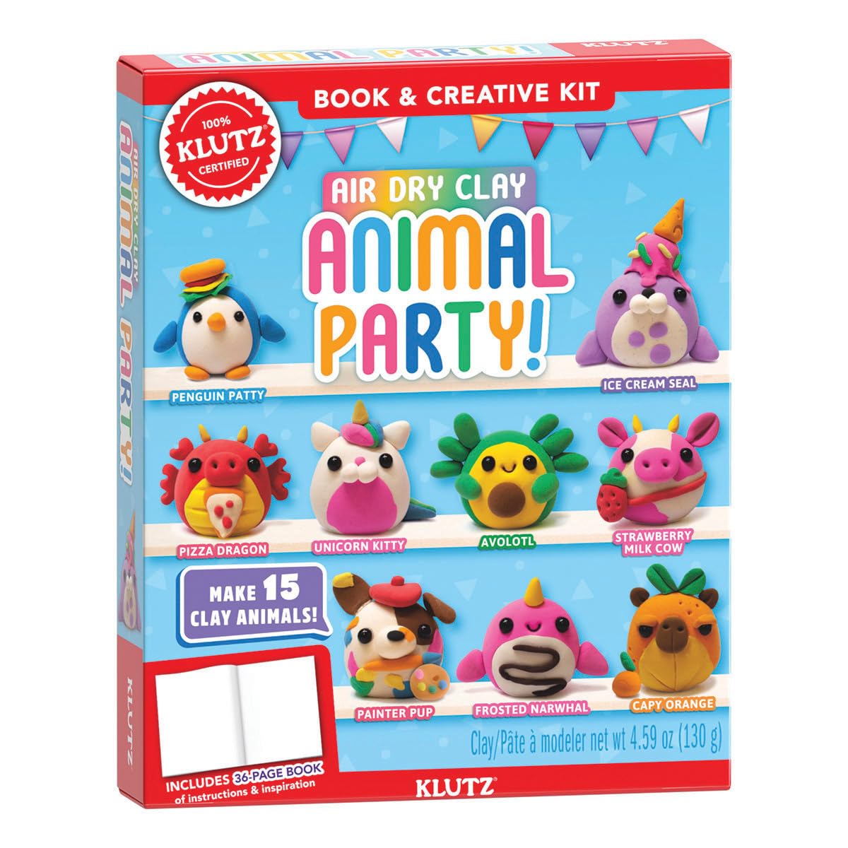 Klutz: Air Dry Clay Animal Party! - كتاب ومجموعة أدوات إبداعية