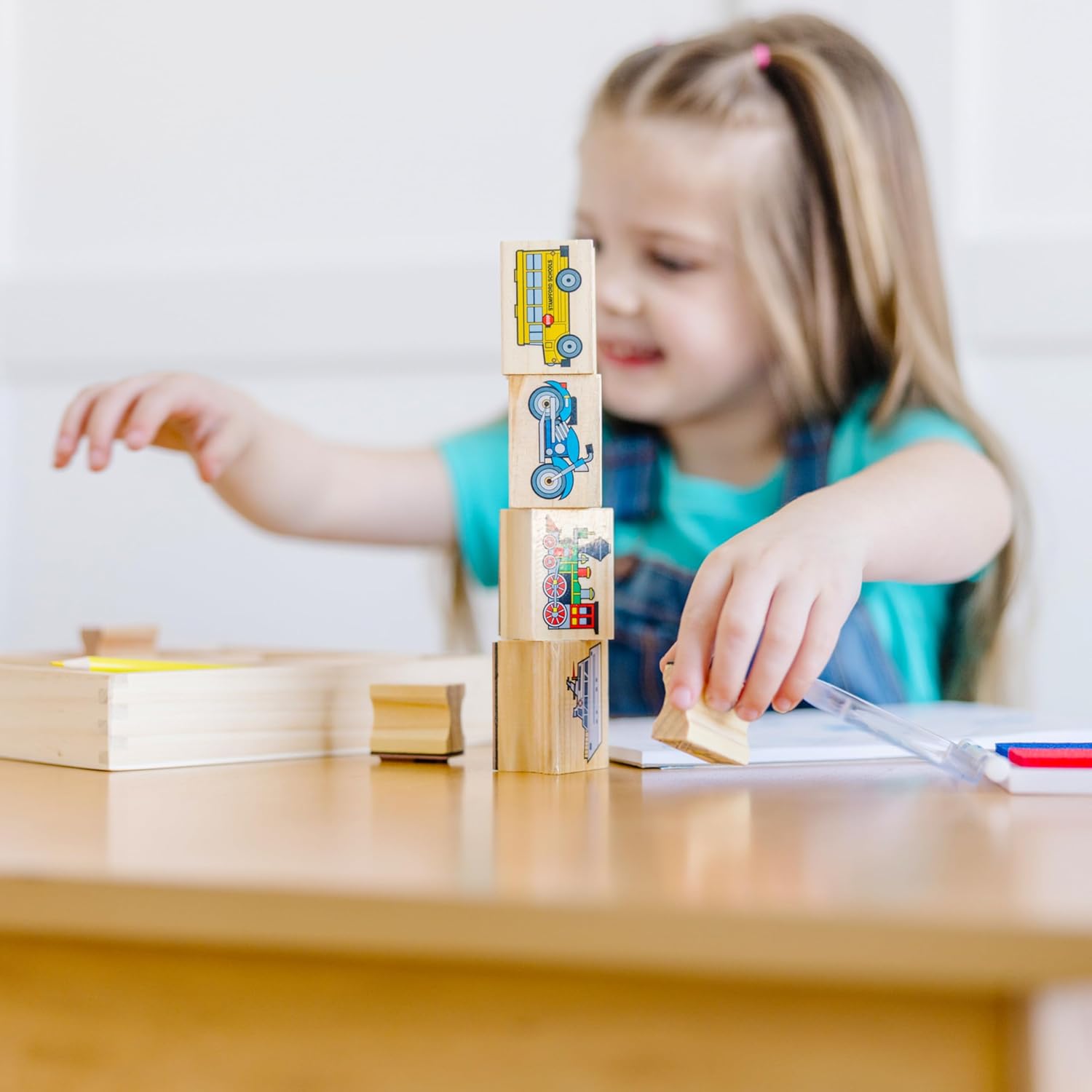 Melissa & Doug: Wooden Stamp Set - Vehicles