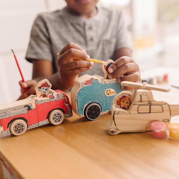 Melissa & Doug Wooden Craft Kit - Paw Patrol - مجموعة الأعمال الخشبية من ميليسا آند دوج - مركبات الإنقاذ