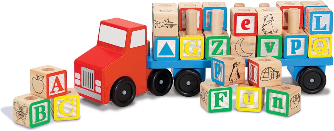 Melissa & Doug: Wooden Alphabet Truck - 28 pieces Melissa & Doug - أحجية أرضية قطار الأبجدية - 28 قطعة