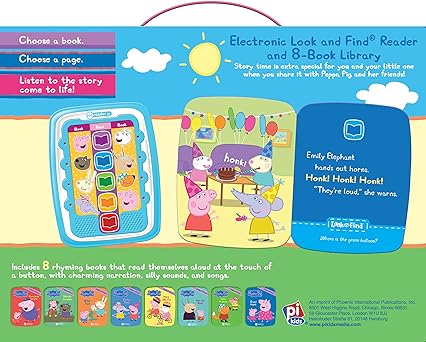 Peppa Pig - Electronic Me Reader Jr and 8 Look and Find Sound Book Library - Peppa Pig - جهاز "مي ريدر جونيور" الإلكتروني ومكتبة كتب "ابحث واكتشف" الصوتية (8 كتب)