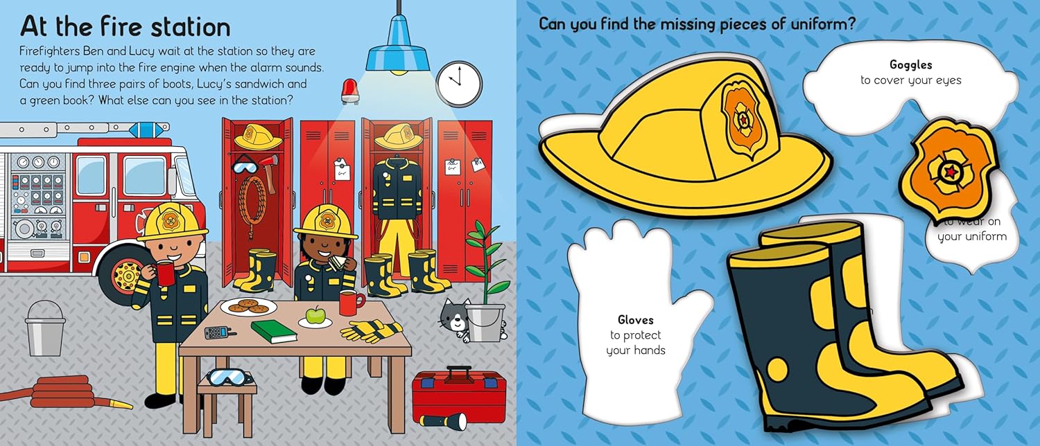Priddy Books: Let's Pretend Sets -  Firefighter (Book and Puzzle) - Priddy Books: مجموعات هيا نتظاهر - رجل الإطفاء (كتاب وأحجية)