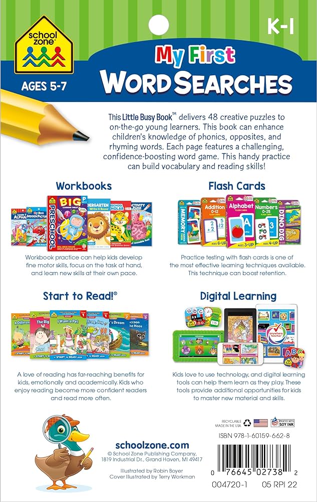 School Zone: My First Word Searches - Little Busy Book Grade K-1 - School Zone: My First Word Searches - Little Busy Book للصفوف K-1