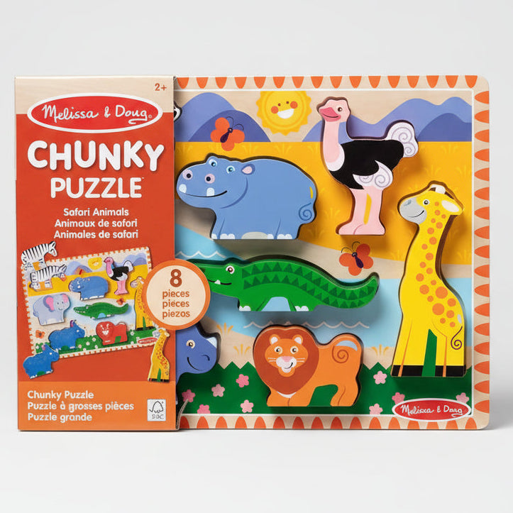 Melissa & Doug: Wooden Chunky puzzle - Safari Animals - أحجية خشبية مكتنزة من ميليسا آند دوج - الديناصورات