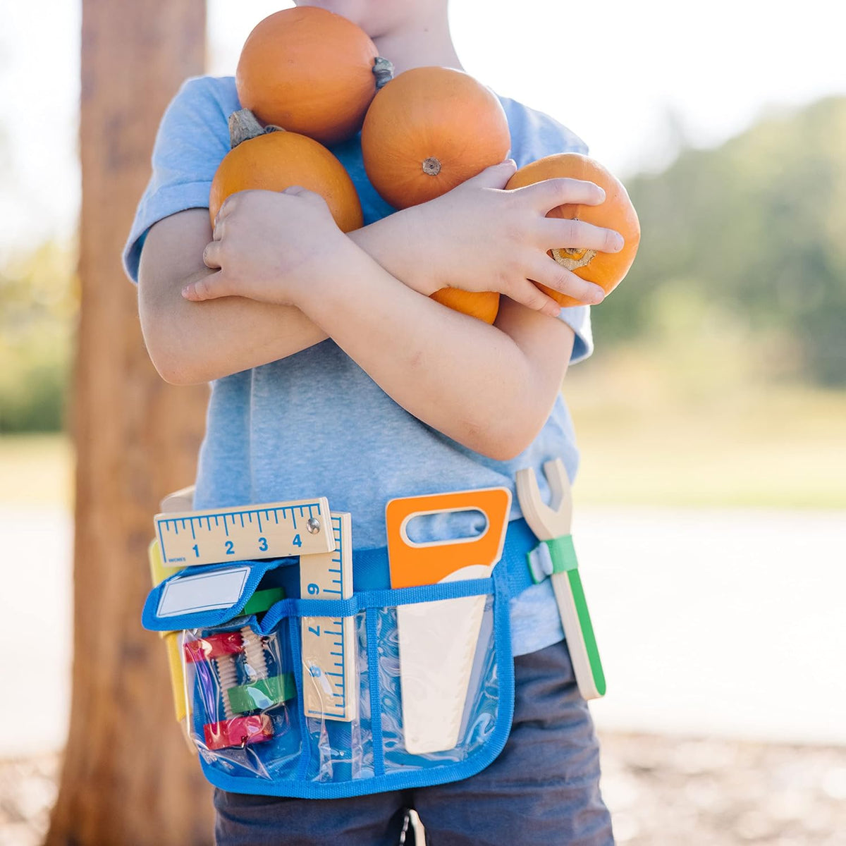 Melissa & Doug: Deluxe Tool Belt Set - Play Set Classic Toy مجموعة أدوات خشبية جامبو من ميليسا آند دوج