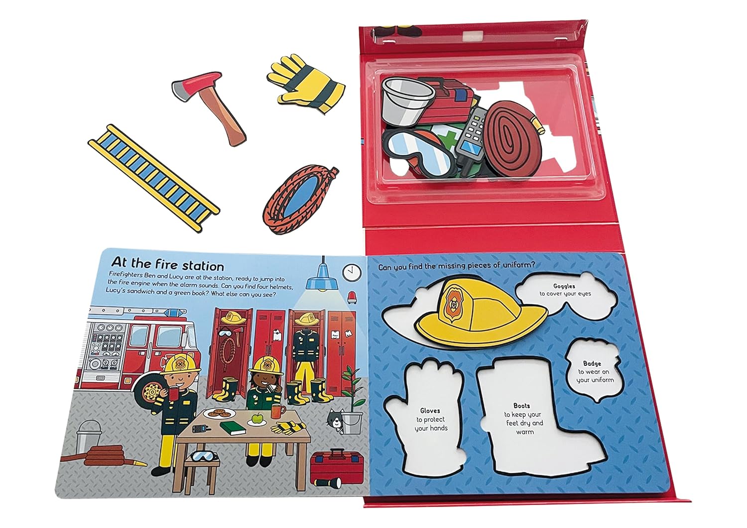 Priddy Books: Let's Pretend Sets -  Firefighter (Book and Puzzle) - Priddy Books: مجموعات هيا نتظاهر - رجل الإطفاء (كتاب وأحجية)