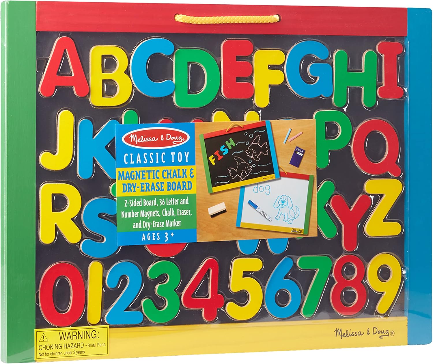 Melissa & Doug: Wooden Magnets Chalkboard & Dry-Erase Board - ميليسا آند دوج 52 مغناطيسًا خشبيًا للأحرف الأبجدية في صندوق - حروف كبيرة وصغيرة