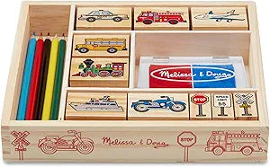 Melissa & Doug: Wooden Stamp Set - Vehicles