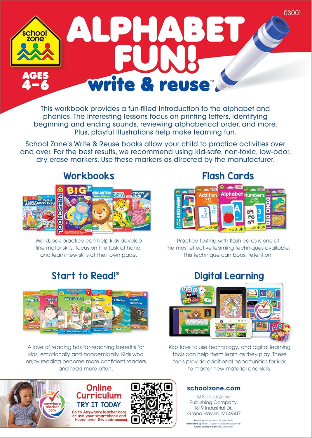 School Zone Alphabet Fun! Write & Reuse Ages 4-6