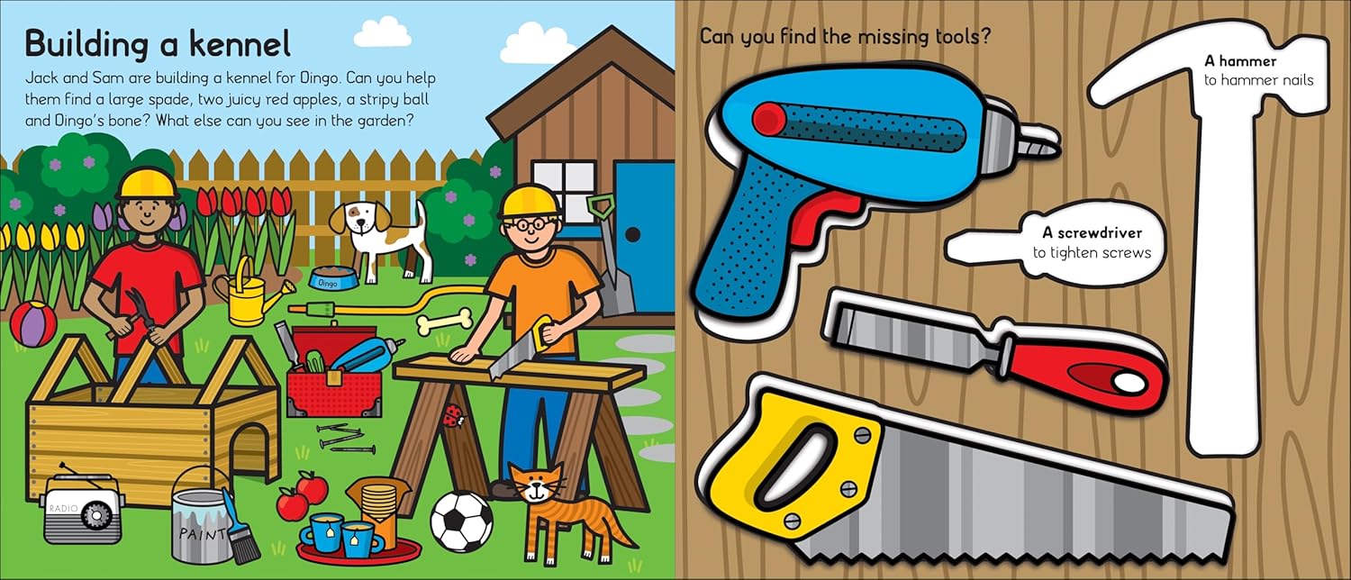 Priddy Books: Let's Pretend Sets -  Builder's Tool Kit (Book and Puzzle) - Priddy Books: مجموعات لنلعب التظاهر - مجموعة أدوات البناء (كتاب وأحجية)