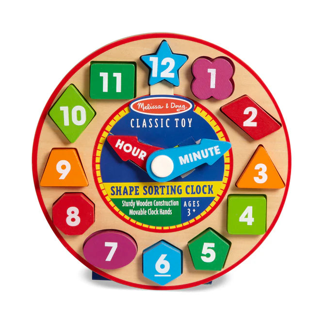 Melissa & Doug: Shape Sorting Clock - لغز الأشكال الأولى من ميليسا آند دوغ بمقبض جامبو