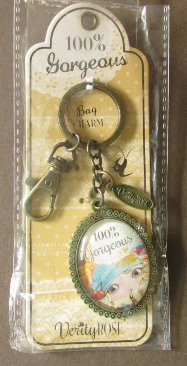 Verity Rose Keychain and Charm - 100% Gorgeous - ألعاب كيل - بقرة صغيرة مع سلسلة مفاتيح